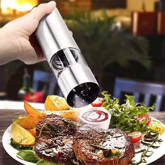Stainless Steel Electric Pepper Grinder – Adjustable Spice & Sea Salt Mill for Kitchen & BBQ