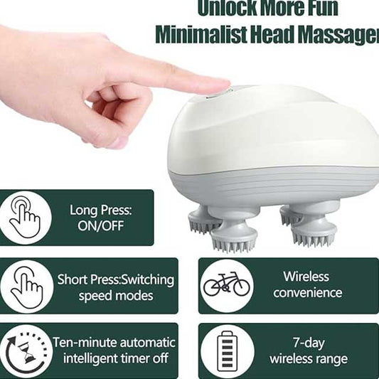 Electric Scalp Massager – Waterproof Rechargeable Head Massager with 96 Kneading Nodes | Hair Growth & Stress Relief Tool | Relaxing Gift for Women & Men