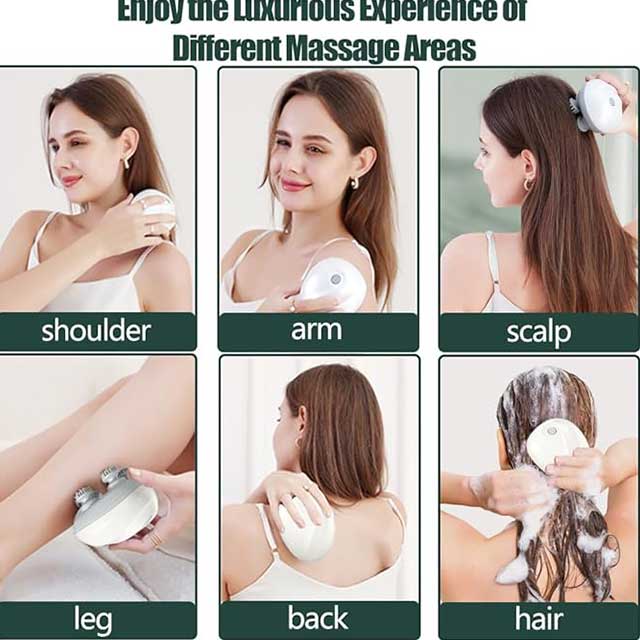 Electric Scalp Massager – Waterproof Rechargeable Head Massager with 96 Kneading Nodes | Hair Growth & Stress Relief Tool | Relaxing Gift for Women & Men