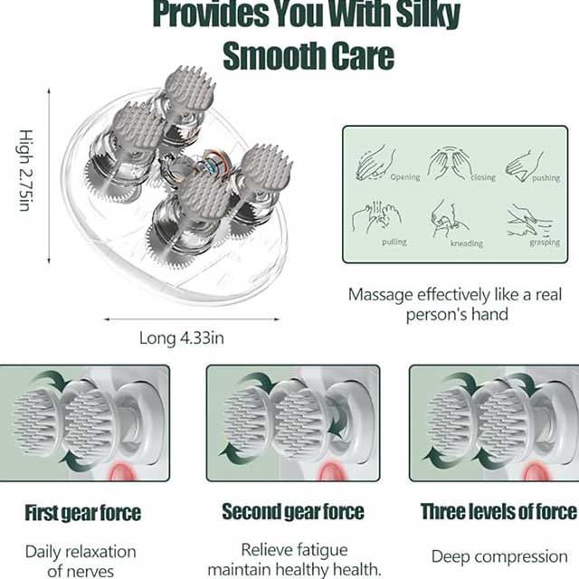 Electric Scalp Massager – Waterproof Rechargeable Head Massager with 96 Kneading Nodes | Hair Growth & Stress Relief Tool | Relaxing Gift for Women & Men