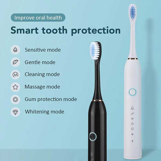 Electric Toothbrush with 6 Cleaning Modes – Type-C Rechargeable, Teeth Whitening Dental Cleaner, IP67 Waterproof Oral Care