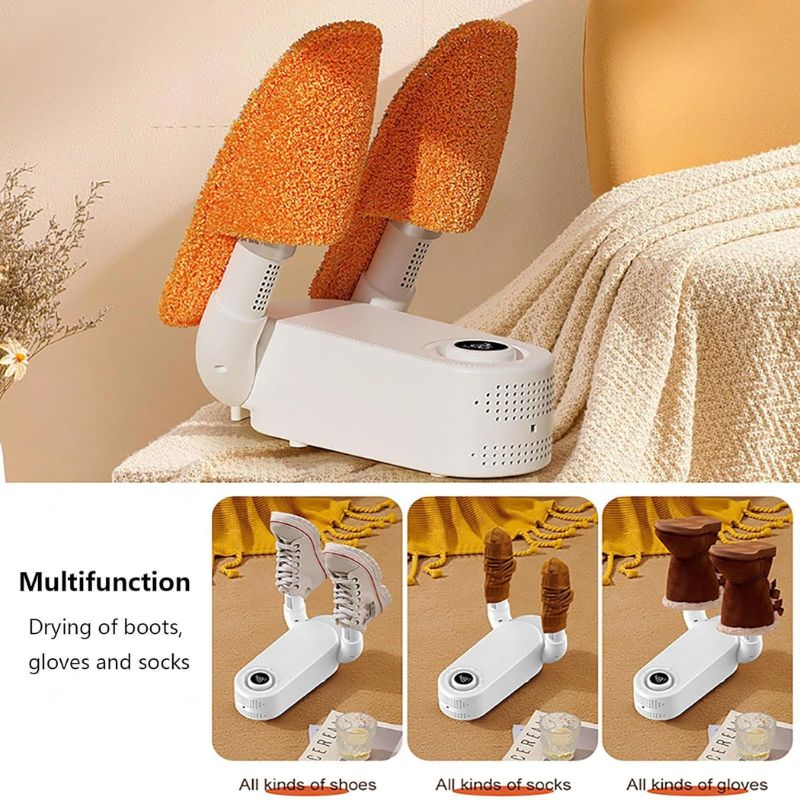 Sèche-Bottes et Gants Électrique avec Ventilateur Chauffant – Sèche-Chaussures Pliable Portable – Minuteur Intelligent pour Chaussures de Football, Baskets et Gants – Déshumidificateur Universel pour Chaussures