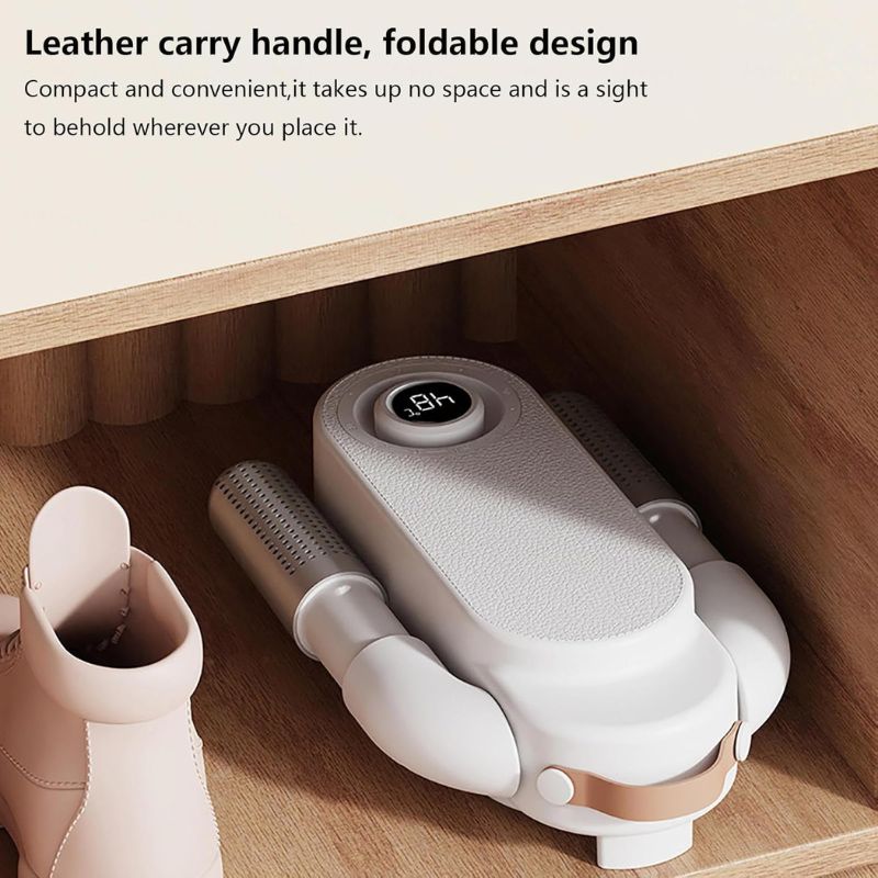 Sèche-Bottes et Gants Électrique avec Ventilateur Chauffant – Sèche-Chaussures Pliable Portable – Minuteur Intelligent pour Chaussures de Football, Baskets et Gants – Déshumidificateur Universel pour Chaussures