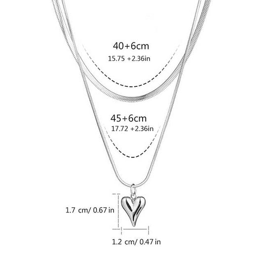 Elegant Double Layer Heart Pendant Necklace – Adjustable Clavicle Chain Choker for Women | Sweet Fashion Jewelry for Weddings & Parties