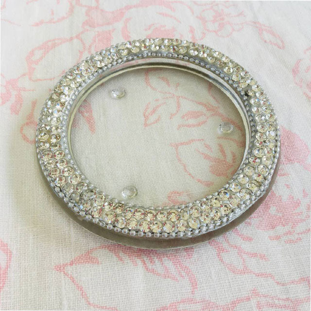 Elegant Glass Diamanté Candle Plate – Shimmering Candle Holder for Luxe Home Décor