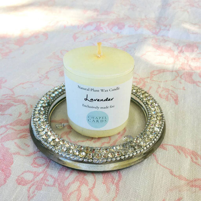 Elegant Glass Diamanté Candle Plate – Shimmering Candle Holder for Luxe Home Décor