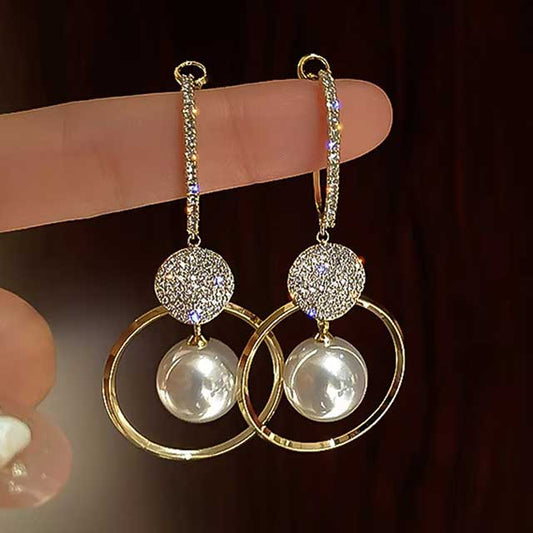 Elegant Imitation Pearl Dangle Earrings for Women – Long Crystal Tassel Drop Earrings | Wedding & Party Jewelry