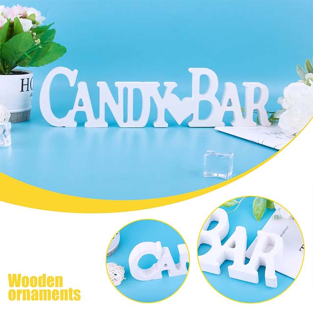 Elegant White Candy Bar Table Runner – Rustic Wood Decoration for Weddings, Anniversaries, Baptisms, Birthdays &amp; Home Decor