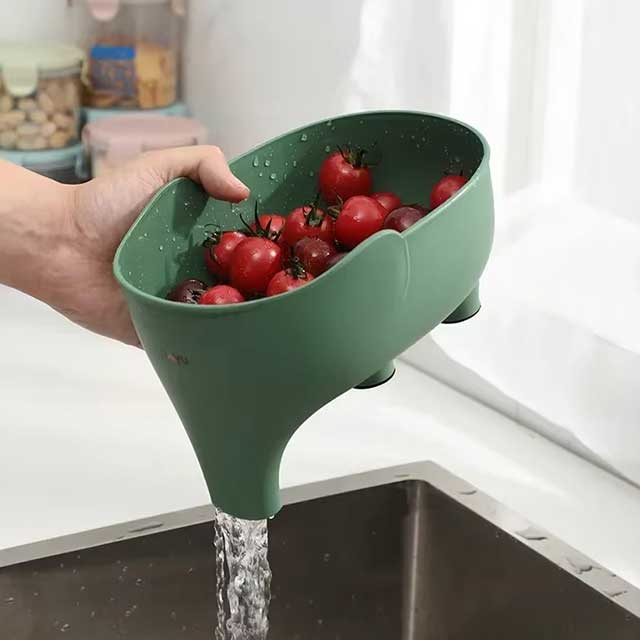 Elephant-Shaped Plastic Drain Basket – Multi-Purpose Kitchen Storage & Strainer for Fruits, Vegetables & Utensils | Cute Household Sink Drain Holder