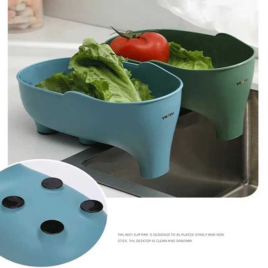 Elephant-Shaped Plastic Drain Basket – Multi-Purpose Kitchen Storage & Strainer for Fruits, Vegetables & Utensils | Cute Household Sink Drain Holder