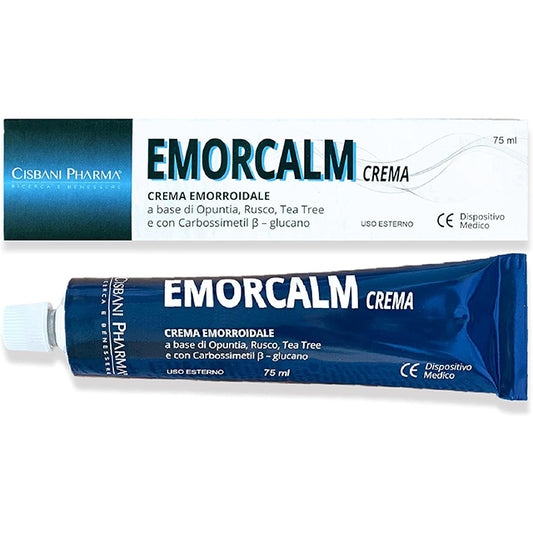 Emorcalm Hemorrhoid Cream 75 ml with Opuntia, Tea Tree &amp; Rusco – Fast-Acting Hemorrhoidal Ointment for Soothing Pain Relief &amp; Crack Healing (Cisbani Pharma)