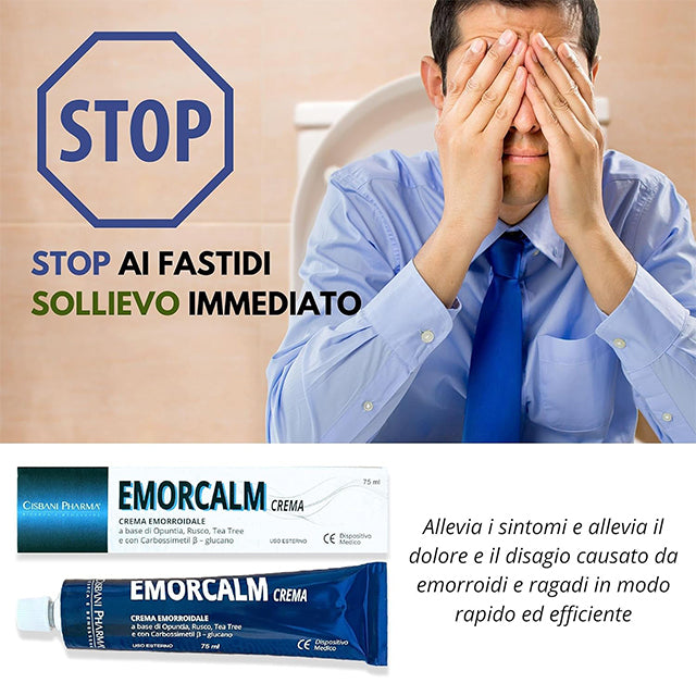 Emorcalm Hemorrhoid Cream 75 ml with Opuntia, Tea Tree &amp; Rusco – Fast-Acting Hemorrhoidal Ointment for Soothing Pain Relief &amp; Crack Healing (Cisbani Pharma)