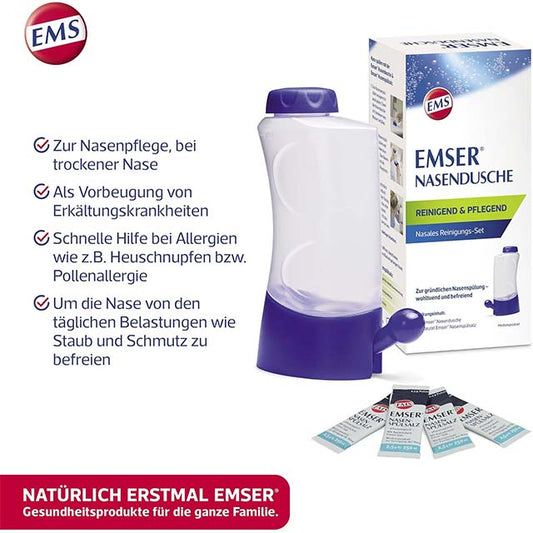 Emser Nasal Shower – Nasal Rinse Salt for Cold &amp; Allergy Relief | 4 x 2.5g Sachets for Optimal Nasal Care and Hygiene
