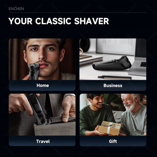 Enchen Blackstone Electric Shaver – 3D Floating Triple-Blade Rotary Razor – USB Type-C Fast Charging & Pop-up Trimmer – High-Performance Shaving Machine for Men