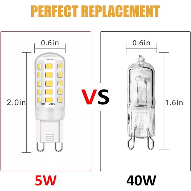 Energy Efficient G9 LED Light Bulb 5W – Natural White, 420lm, AC 220-240V – Non-Dimmable Pack of 5