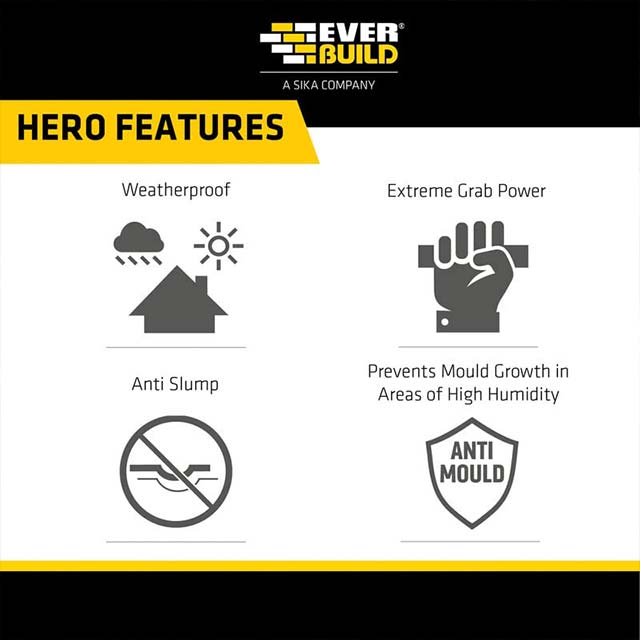 Everbuild STIXBK Ultimate Power Cartridge 290 ml (Black) – High Performance Construction Adhesive &amp; Sealant