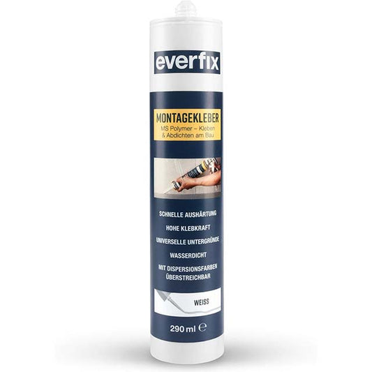 Extra Strong 290ml White Mounting Adhesive – Indoor &amp; Outdoor Construction Adhesive for Bonding Metal, Wood, Tiles &amp; More