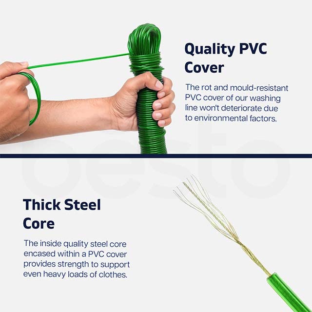 Extra Strong Heavy Duty PVC Steel Core Washing Line – Durable, Weather-Resistant Outdoor Laundry &amp; Clothes Drying Rope