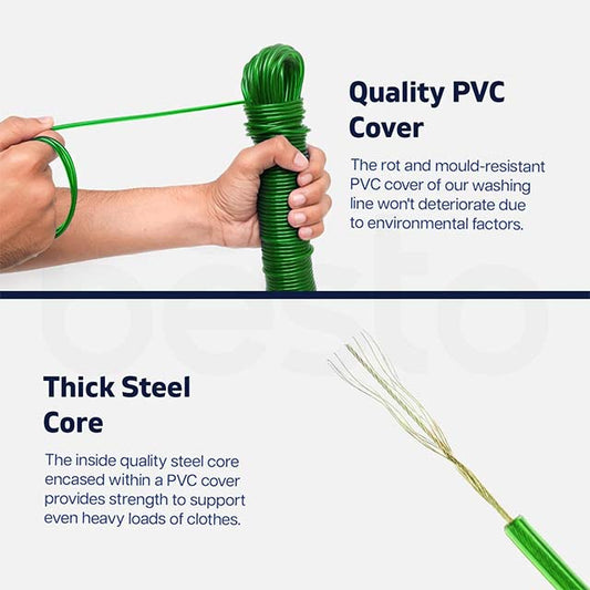 Extra Strong Heavy Duty PVC Steel Core Washing Line – Durable, Weather-Resistant Outdoor Laundry &amp; Clothes Drying Rope