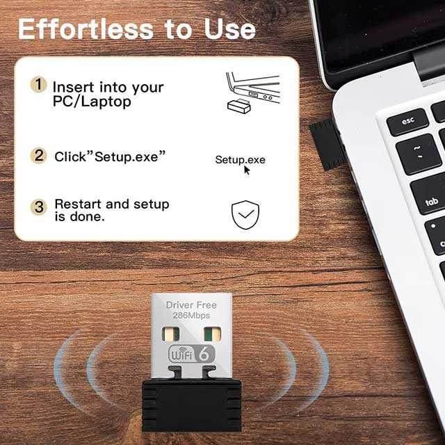 FENVI WiFi 6 USB Adapter AX286 – Mini Wireless Network Dongle 2.4GHz 802.11AX for PC & Laptop | Driver-Free for Windows 10/11