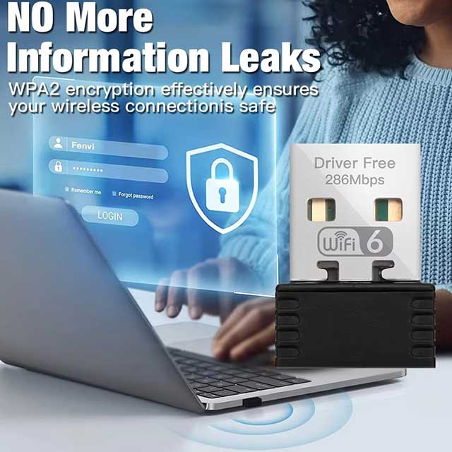 FENVI WiFi 6 USB Adapter AX286 – Mini Wireless Network Dongle 2.4GHz 802.11AX for PC & Laptop | Driver-Free for Windows 10/11