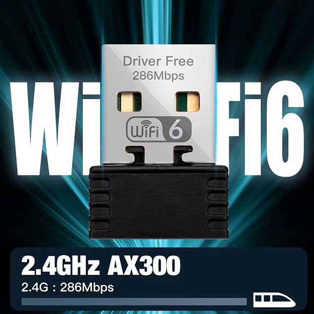 FENVI WiFi 6 USB Adapter AX286 – Mini Wireless Network Dongle 2.4GHz 802.11AX for PC & Laptop | Driver-Free for Windows 10/11