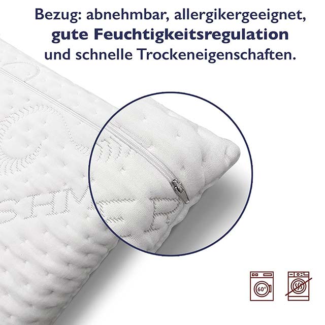 FMP Matratzenmanufaktur Orthopaedic Neck Support Pillow – Viscoelastic Memory Neck Pillow with Adjustable Heights for Optimal Comfort