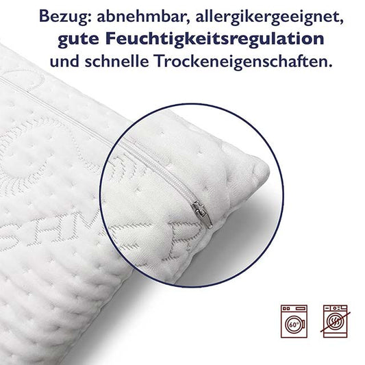 FMP Matratzenmanufaktur Orthopaedic Neck Support Pillow – Viscoelastic Memory Neck Pillow with Adjustable Heights for Optimal Comfort