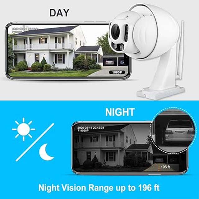 FOSCAM Outdoor PTZ Security Camera - 4x Optical Zoom, HD 1080P WiFi Wireless IP Camera, Pan Tilt, Night Vision up to 196ft, IP66 Weatherproof, WDR, Motion Alerts, FI9928P (White)