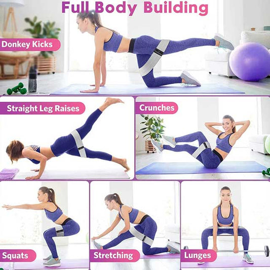 Fabric Resistance Bands for Glutes & Thighs – Non-Slip Hip Booty Loops for Squats, Yoga, Workout & Home Fitness Training