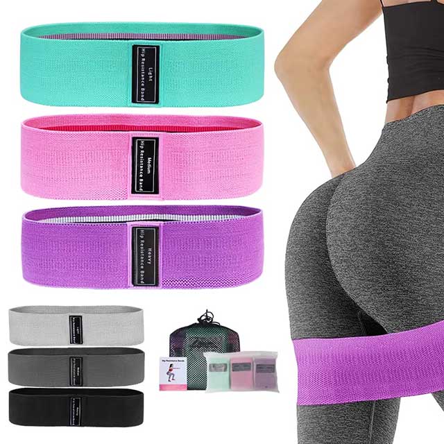 Fabric Resistance Bands for Glutes & Thighs – Non-Slip Hip Booty Loops for Squats, Yoga, Workout & Home Fitness Training