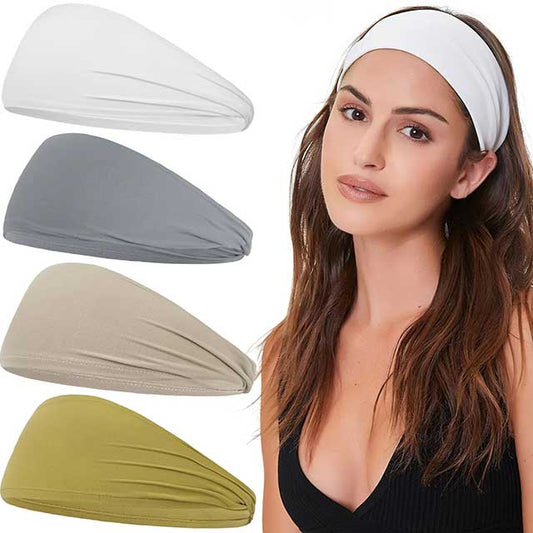 Women’s Fashion Sports Headbands – Solid Nylon Stretch Hair Bands for Running, Yoga, Fitness & Makeup