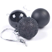 Festive Black Glitter Christmas Tree Balls – Shatterproof Hanging Ornaments for Xmas Holiday Decor (Shiny, Matte &amp; Frosted Finishes)