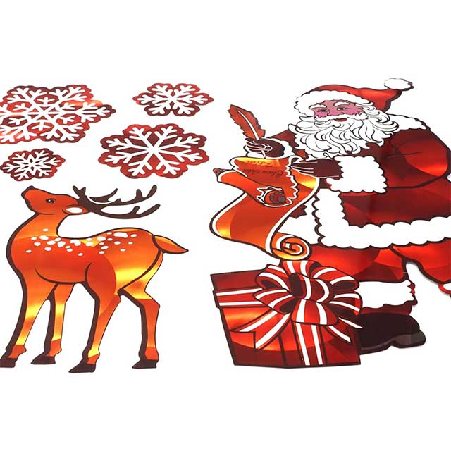 Festive Christmas Red Holographic Window & Wall Stickers