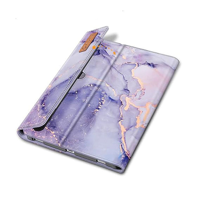 Fintie Premium Vegan Leather Folio Case for Onn 10.1" Tablet Gen 3 (2022) – Protective Stand Cover with Pencil Holder, Lilac Marble Design for Android Tablet 100071485
