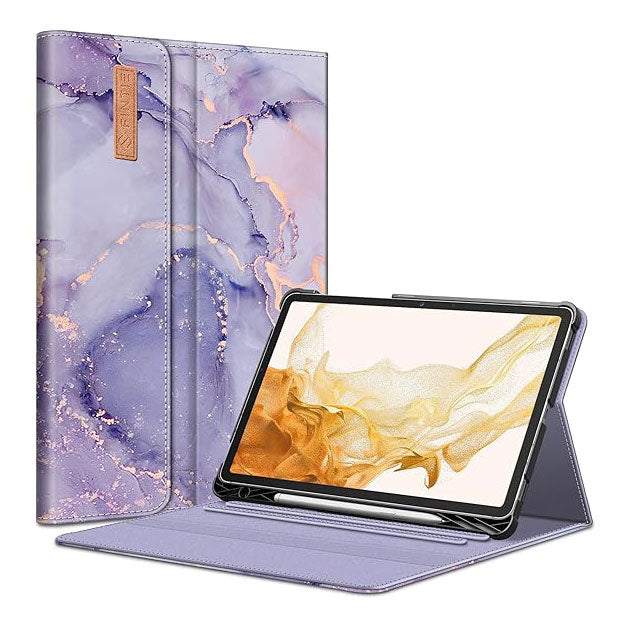 Fintie Premium Vegan Leather Folio Case for Onn 10.1" Tablet Gen 3 (2022) – Protective Stand Cover with Pencil Holder, Lilac Marble Design for Android Tablet 100071485