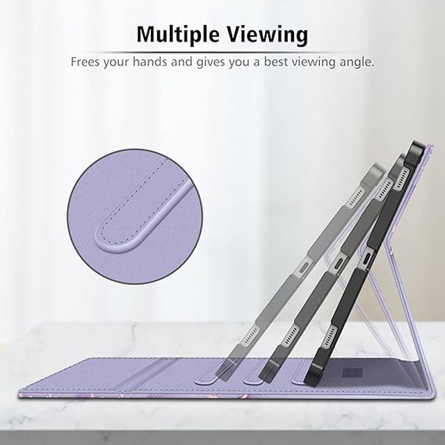 Fintie Premium Vegan Leather Folio Case for Onn 10.1" Tablet Gen 3 (2022) – Protective Stand Cover with Pencil Holder, Lilac Marble Design for Android Tablet 100071485