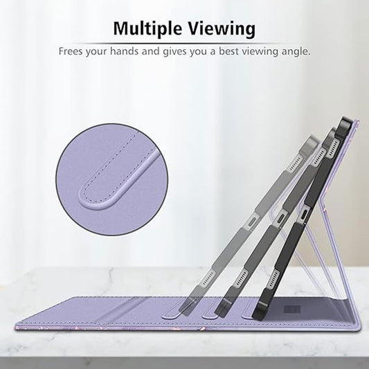 Fintie Premium Vegan Leather Folio Case for Onn 10.1" Tablet Gen 3 (2022) – Protective Stand Cover with Pencil Holder, Lilac Marble Design for Android Tablet 100071485