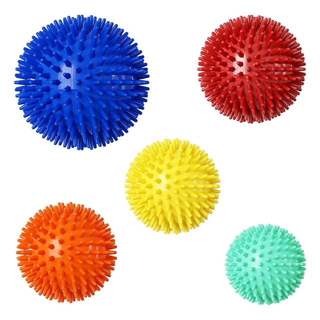 Firschoie 5-Piece Multi-Color Massage Ball Set with Headband – Deep Tissue Therapy for Hands, Legs, Ankles &amp; Feet (Blue 10cm, Red 9cm, Orange 8cm, Yellow 7cm, Cyan 6cm)