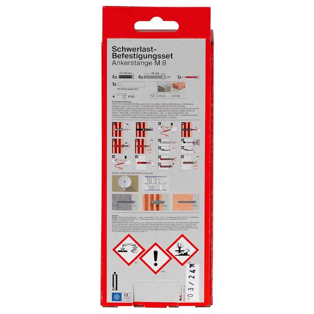 Fischer Heavy Duty Fixing Kit 150C with M8 Anchor Rod – Indoor/Outdoor Mounting System for Concrete &amp; Masonry Applications