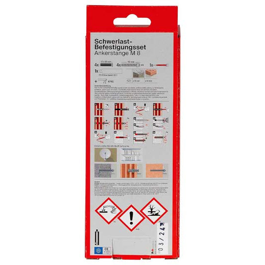 Fischer Heavy Duty Fixing Kit 150C with M8 Anchor Rod – Indoor/Outdoor Mounting System for Concrete &amp; Masonry Applications