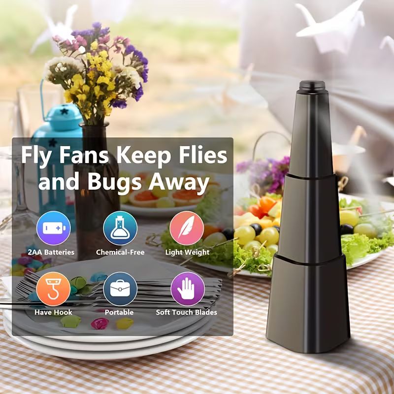 Fly Fans for Tables – Battery Powered Fly Fan for Outdoor & Indoor Tables, Portable Tabletop Fly Repellent to Keep Flies Away at Home, Patio, BBQ & Picnic