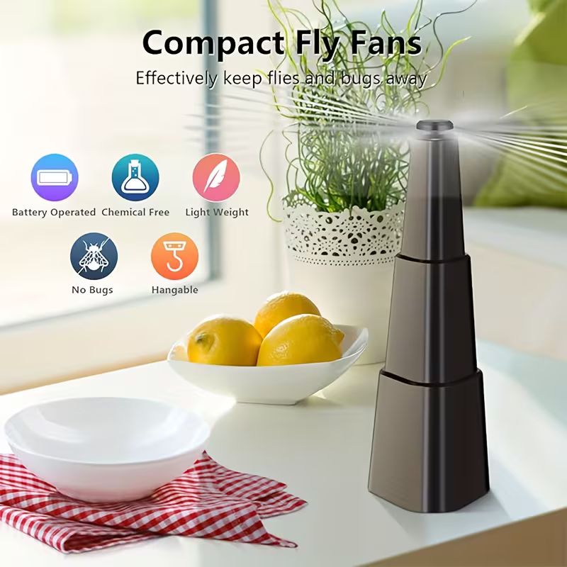 Ventilateurs anti-mouches pour tables – Ventilateur anti-mouches à piles pour tables extérieures et intérieures, répulsif portable pour éloigner les mouches à la maison, sur la terrasse, lors des barbecues et des pique-niques