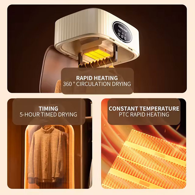 Foldable Clothes Dryer – Intelligent Touch Screen Fast Drying with Dual Mode & Bacteriostasis, Portable Wardrobe Dryer