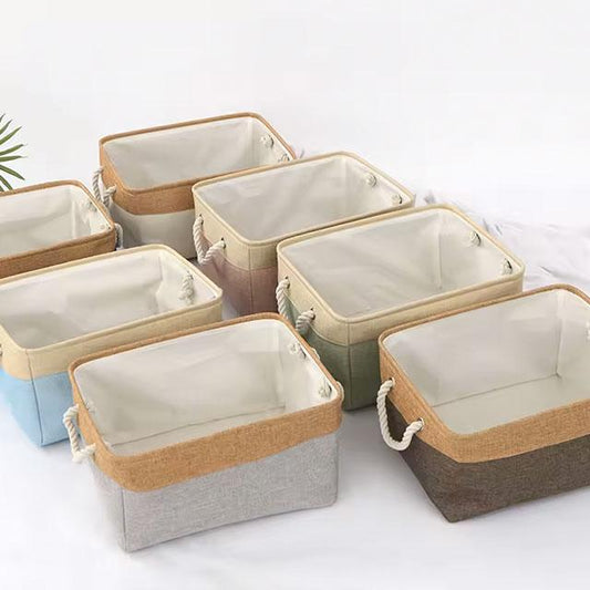 Foldable Cotton & Linen Storage Basket – Woven Organizer for Miscellaneous Items & Home Storage