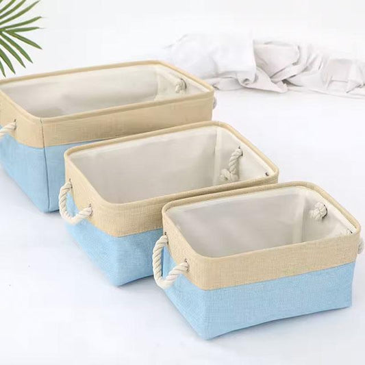 Foldable Cotton & Linen Storage Basket – Woven Organizer for Miscellaneous Items & Home Storage
