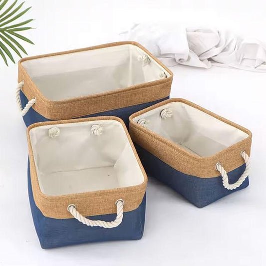 Foldable Cotton & Linen Storage Basket – Woven Organizer for Miscellaneous Items & Home Storage
