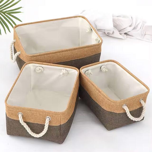 Foldable Cotton & Linen Storage Basket – Woven Organizer for Miscellaneous Items & Home Storage