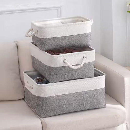 Foldable Cotton & Linen Storage Basket – Woven Organizer for Miscellaneous Items & Home Storage