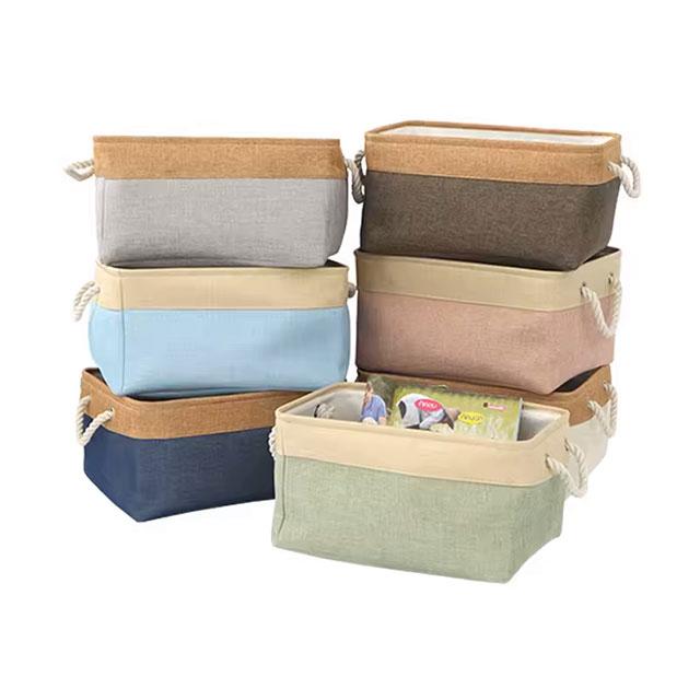 Foldable Cotton & Linen Storage Basket – Woven Organizer for Miscellaneous Items & Home Storage